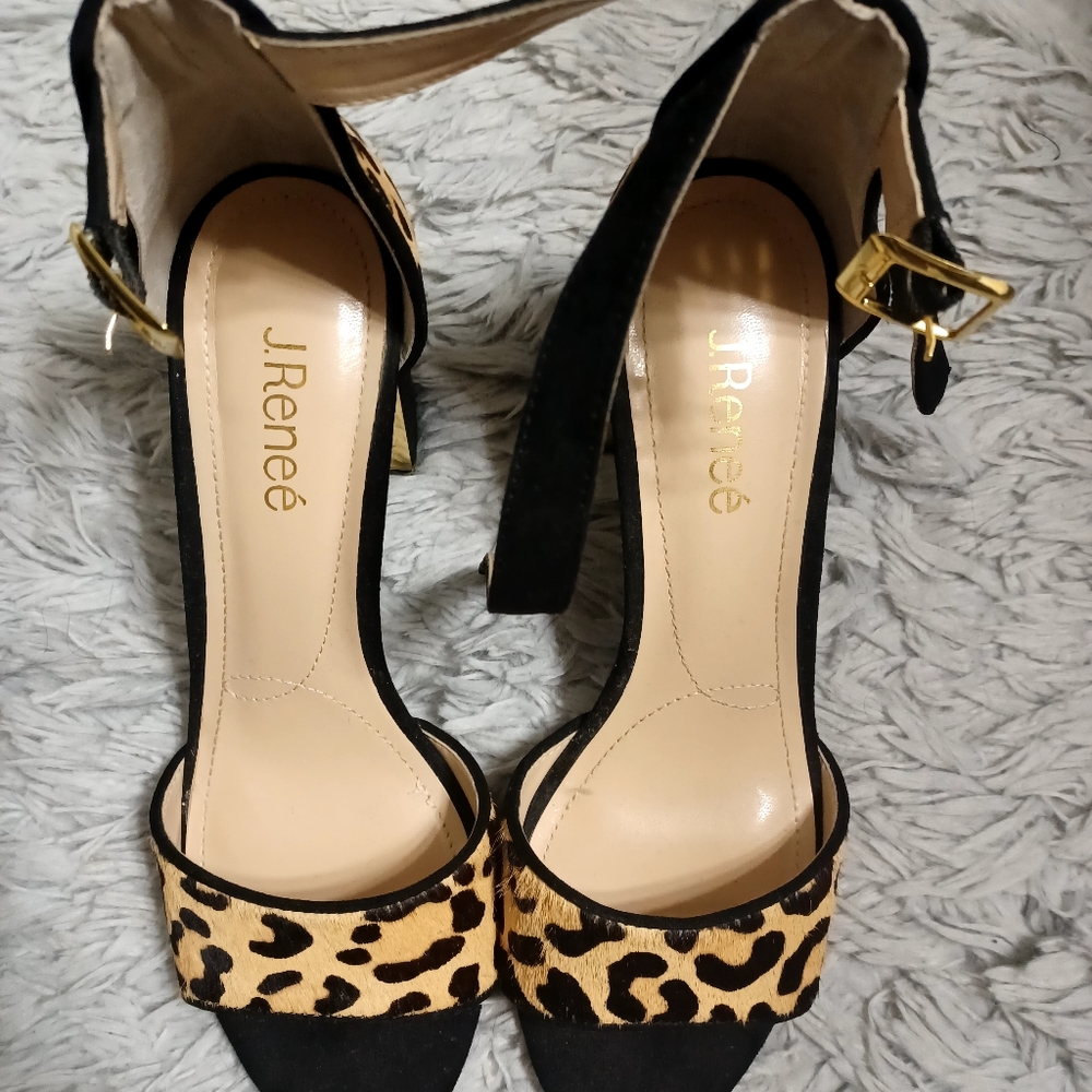 J.Renee shoes, gently worn, size 9 black and animal print